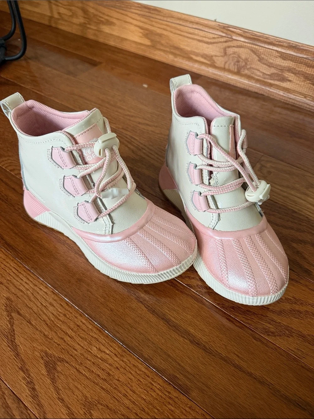 Sorel Kids Pink and Cream Waterproof Ankle Boots